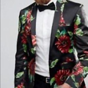 ASOS Super Skinny Blazer In Bold Floral Print